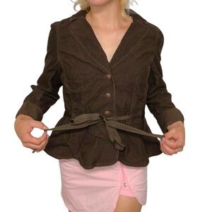Brown Corduroy Peplum Jacket